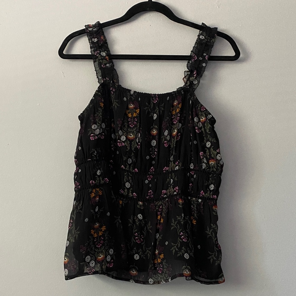 Old Navy Black Floral Tank Top